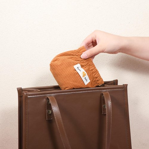 Exclaith 6 Pcs Hair Tie Organizer, Cute Mini Makeup Purse, Corduroy Elastic Portable Small Pouches for Purse, Travel Toiletry Purses, Corduroy Pouch for Coin Small Makeups