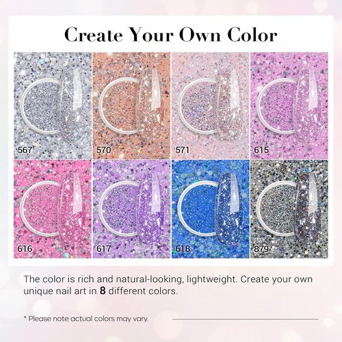 AZUREBEAUTY Dip Nails Powder Starter Kit - 8 All-Season Shiny Chrome Colors with Base & Top Coat | 30 PCS