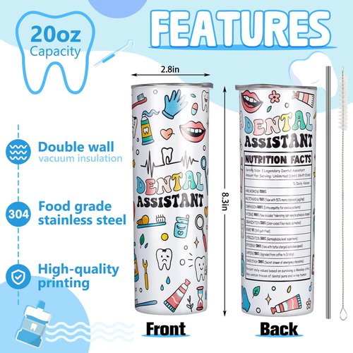 Patelai 6 Pcs Dental Hygienist Gifts for Women 20 oz Cup Makeup Bag Ceramic Toothbrush Pot Socks Tooth Shape Felt Badge Holder Keychain with Box Christmas Dentist Gift for Dentist Assistant Coworkers