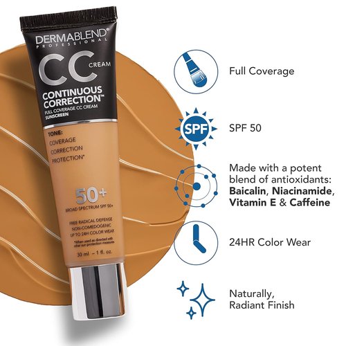 Dermablend CC Cream Foundation SPF 50+ | Full Coverage Tone-Evening Makeup, Oil-Free