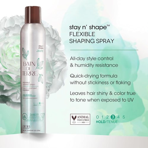 Bain de Terre Hairspray - Nourishing Argan & Monoi Oils for Ultimate Hold | 9 Fl Oz