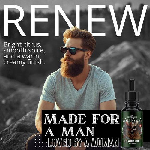 Beard Gains Beard Oil for Men - Organic Beard Growth Oil, Moisturizer & Conditioner, Softens & Strengthens Facial Hair, Reduces Itch, Promotes Healthy Beard (1oz, Valhalla)