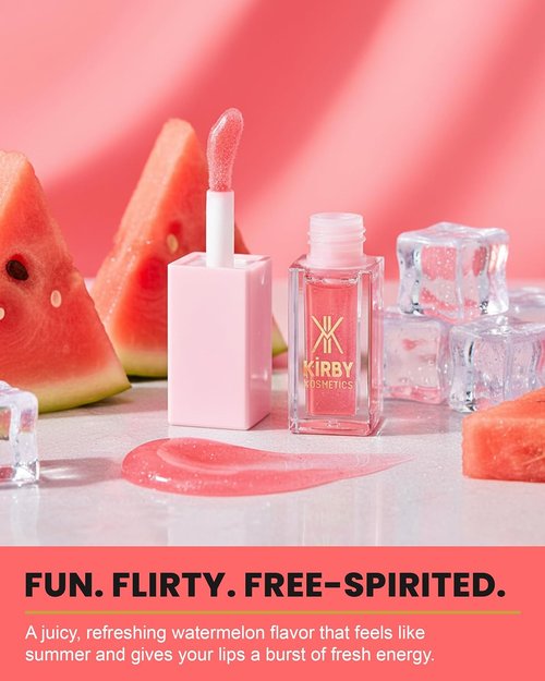 DivineDiva Lip Oil - Hydrating & Moisturizing High-Shine Gloss with Hyaluronic, Coconut & Argan Oils | Vegan Watermelon Bliss
