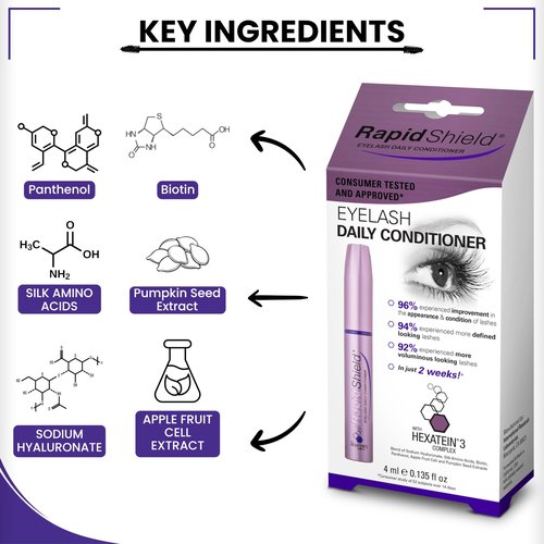 RapidShield Eyelash Daily Conditioner – Lash Conditioner and Eyelash Serum Primer for Elements Daily Shield, Amplifying the Look of Natural Volume and Definition with Hexatein 3 Complex – 4 mL