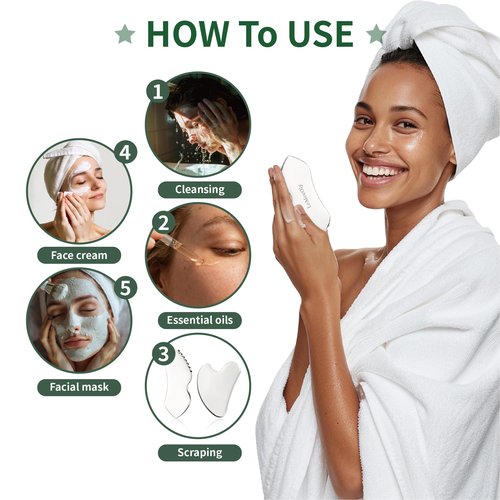 LeMeeOly 2Pcs Gua Sha Facial Tools Stainless Steel, Detailer GuaSha Set for Face Neck, Natural Skin Care Metal Gua Sha Lymphatic Drainage Face Massage Tool, Gift for Women