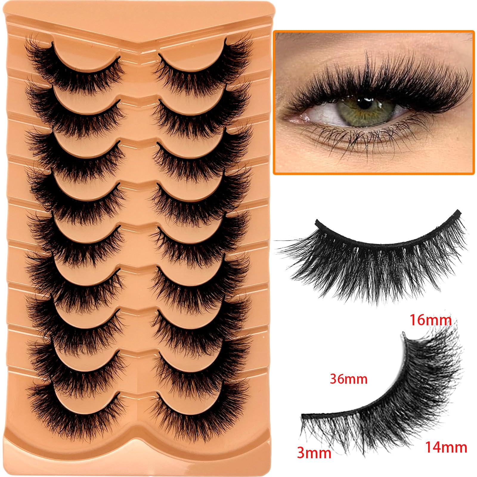 VOCOAK Cat Eye Lashes Mink Wispy Strip Lashes Natural Look Short Fluffy Fox Eye False Eyelashes C Curl Lash Strips Soft Faux Mink Fake Cateye Eyelashes Pack