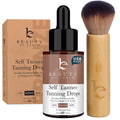 Self Tanning Drops & Kabuki Face Brush - Made with Natural and Organic Ingredients, Medium Face Tanning Drops to Add to Lotion, Moisturizing Bronzing Drops for Face & Body, Toxin Free Face Tanner