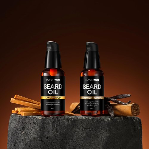 Deluxe Beard Oil for Men - Natural Grooming Kit with Argan & Jojoba Oil | Sandalwood, Tobacco Vanilla & Cedar Pine Scents