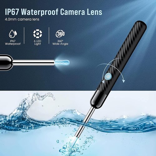 LEIPUT Ear Wax Removal Kit - 1080P Camera Ear Cleaner with 8-Piece Tool Set - Compatible with iOS & Android (Black)