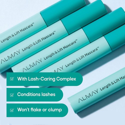 Almay Lengthening Mascara - Volume & Lift, Hypoallergenic & Fragrance-Free, Waterproof Black, 0.24 fl oz