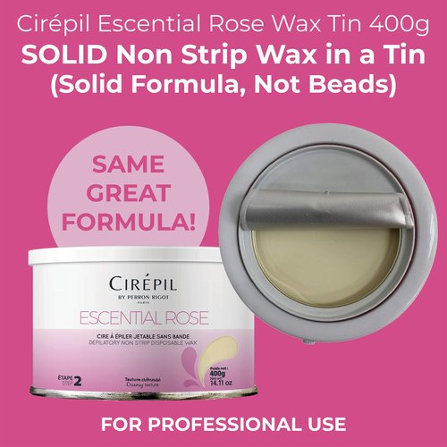 Cirepil - Escential Rose - 400g / 14.11 oz Hard Wax Tin - Creamy Stripless Wax for Sensitive Areas - Effective on Short & Shaved Hair - Professional Body & Bikini Depilatory Refill