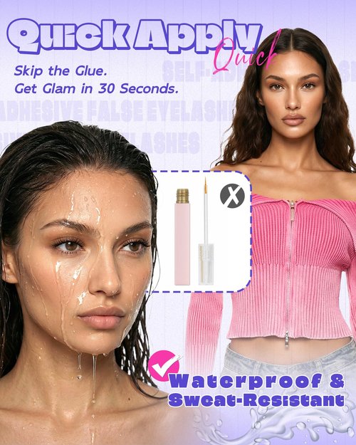 Self Adhesive Eyelashes Glueless Lashes - Natural Look 7-10mm No Glue Eyelashes Strip Waterproof All-Day Hold Press On Lashes Glueless Reusable Lash Strips Kit With Tweezer for Makeup by LZM (08)