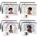 Roowest 20 Pcs Black Women Gifts Bulk Makeup Bag with Inspirational Compact Mirrors, Funny Small Travel Cosmetic Gifts for Womens Day Black Women