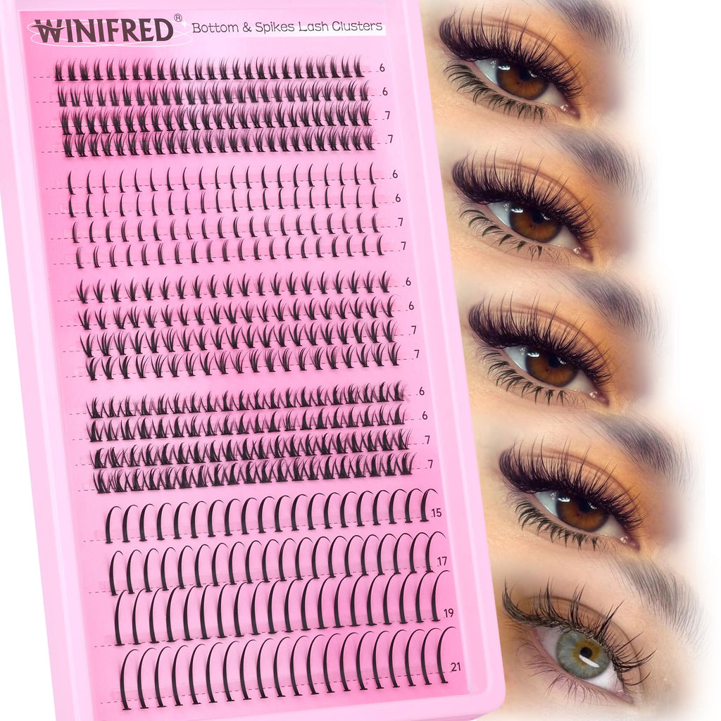 Winifred Bottom Lash Clusters with Spikes 4 Styles Lower Individual Lashes 6-7mm 420pcs Wispy Eyelash Clusters Fairy Cluster Eyelash Extensions Spiky Lashes Clusters
