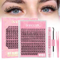 NYCAAR Lash Clusters Kit Wispy Natural Lash Extension Kit D Curl 144Pcs Fluffy Individual Lashes 8-18mm Anime Eyelash Extension Kit with Bond and Seal,Applicators DIY Lashes Kit at Home(NY03)