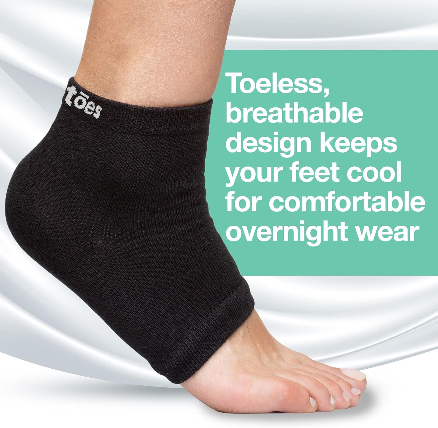 ZenToes Moisturizing Socks - Cracked Heel Treatment with Vitamin E & Jojoba Oil | Cotton Black, Regular Size