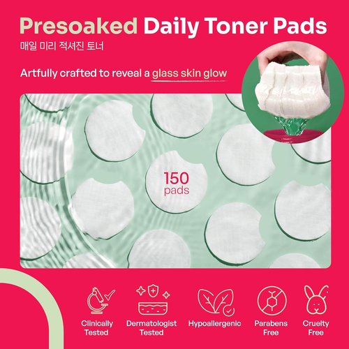 **Regine Switzerland Glycolic Acid Toner Pads - Exfoliating & Brightening with Green Tea & Centella Asiatica | 150 Dual Texture Pads**