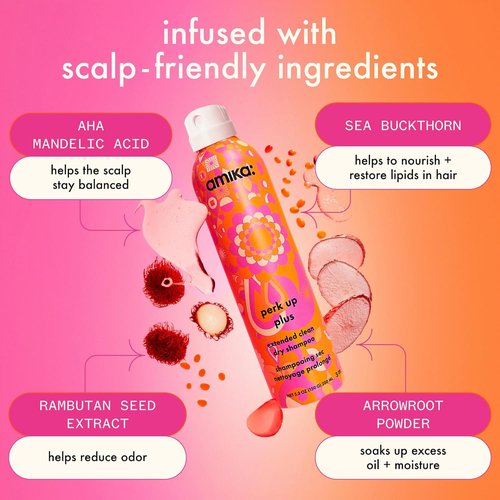 Amika Perk Up Plus Extended Clean Dry Shampoo - Lightweight & Buildable | Invisible Finish, No White Residue, All Hair Types