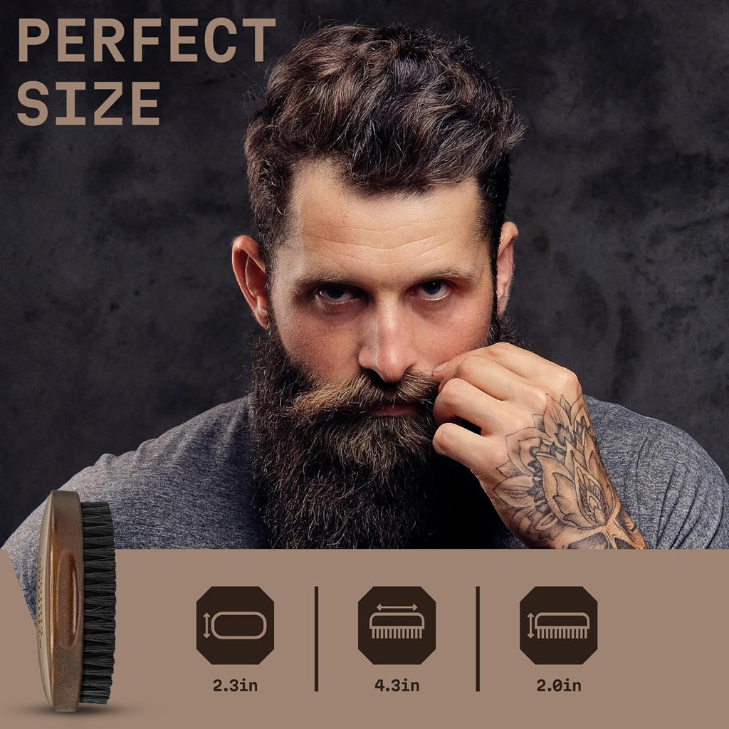 Striking Viking Beard Brush - 4.3-Inch Beech Wood Handle, Brown | Boar Bristle Grooming Tool
