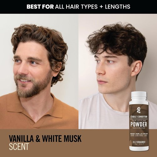 Billy Jealousy Hair Styling Powder - Medium Hold Volume & Texture Powder for Men, Matte Finish, Vegan, Black Pepper & Vanilla Scent