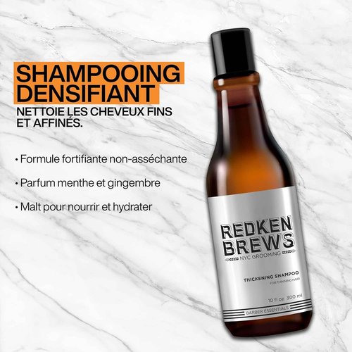 Redken Brews Thickening Men's Shampoo - Strengthens Thinning Hair and Boosts Volume | 10.1 Fl Oz