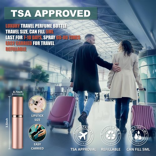 Fiwecos Perfume Travel Refillable Bottle Portable Atomizer Spray Bottle Fragrance Scent Pump Fill from Bottom Mini Pocket Size 5ml for Traveling and Outing (ROSEGOLD)