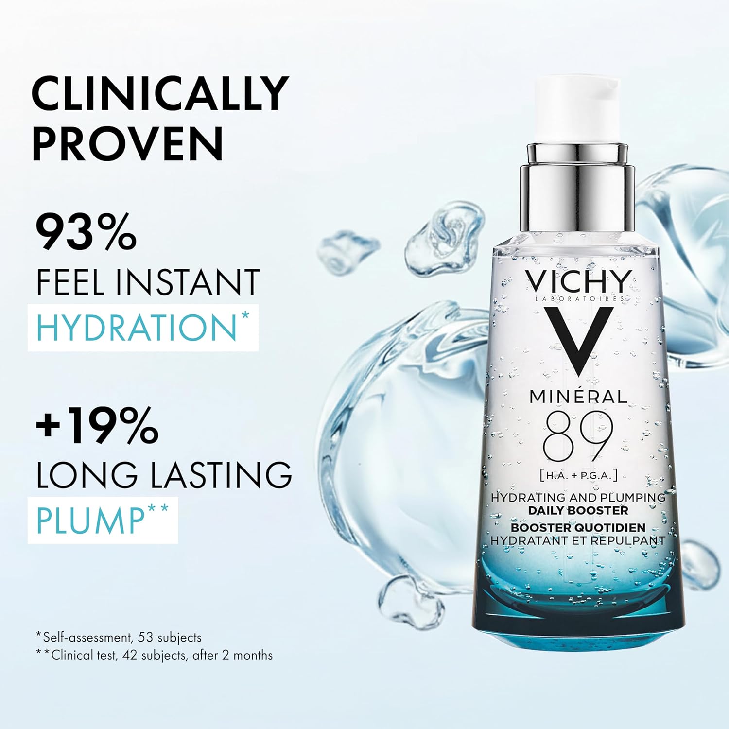 Vichy Mineral 89 Booster - Pure Hyaluronic Acid Serum for Hydration & Skin Barrier Repair | Lightweight, Oil-Free