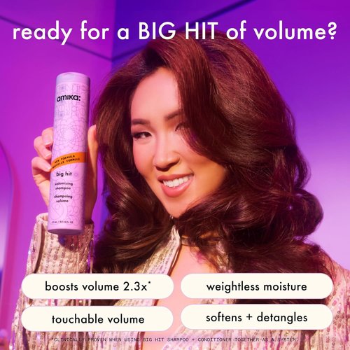 Amika Big Hit Volumizing Shampoo - Boosts Volume & Shine for All Hair Types | 10 Fl Oz