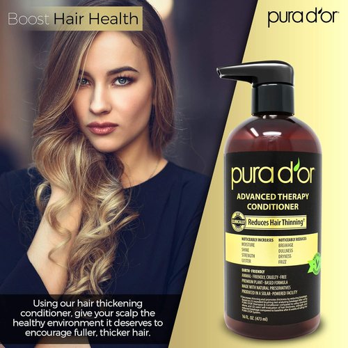 PURA D'OR Advanced Therapy Conditioner - Moisture & Strength for All Hair Types | 16oz, Sulfate-Free, Argan Oil & Biotin