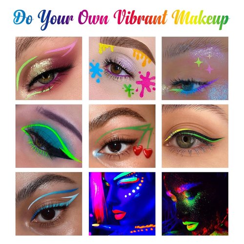 BOBISUKA UV Neon Liquid Eyeliner Set - 8 Matte Waterproof Pigmented Colors for Eye Makeup Gift