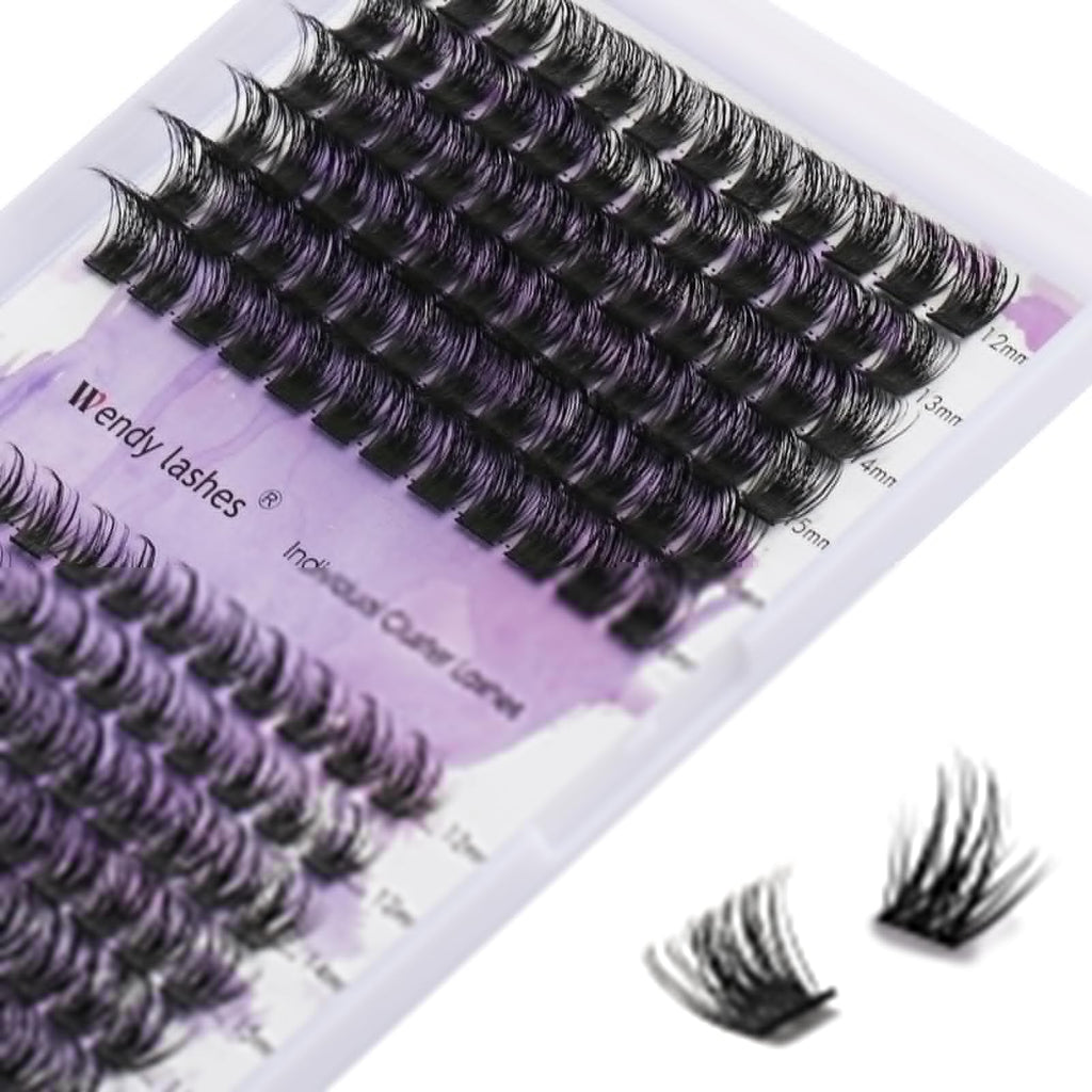 WENDY Lashes Clusters D Curl Lash Clusters DIY Eyelash Clusters 2 Styles 12-16mm Cluster Lashes Black Cluster Eyelash Extensions Wispy Individual Lashes At Home(Gorgeous/Bright-0.07D,12-16mm Mixed)