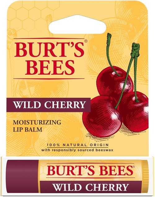 Burt's Bees Wild Cherry Lip Balm - Moisturizing Formula | 0.15 Ounce for Soft Lips