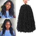 Yanky Twist Crochet Hair for black women 16 Inch 8 Packs 30 Stands/Pc,Pre-looped Fluffy Spring Mini Twist Passion Twist Natural Black Synthetic Crochet Braids Braiding Hair(16 Inch, 1B-8P)