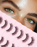 Onlyall Natural Lashes Wispy Lashes Natural Look False Eyelashes Natural Flared Eyelashes False Eye Lashes Soft Fluffy Lashes 7 Pairs D75