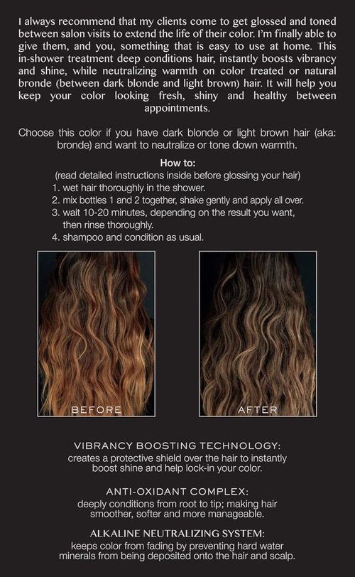 Kristin Ess Hair Gloss - Smokey Topaz Medium Neutral Blonde | 4-Week Semi-Permanent Color Depositing Conditioner - Vegan & Ammonia-Free for Vibrant Shine