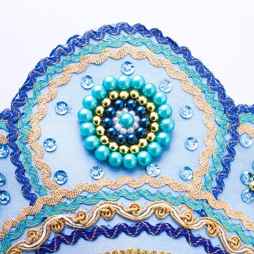 Best Avantage Elena Kokoshnik Headdress (light blue & golden)