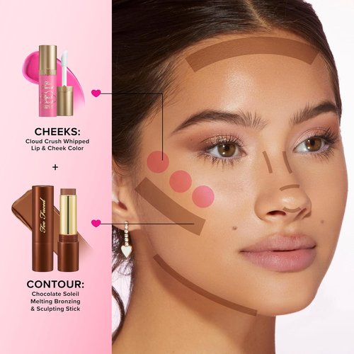 Too Faced Chocolate Soleil Bronzing Stick - Multi-Use Contour & Cream Bronzer, Lightweight Satin Finish, 0.28 Ounce