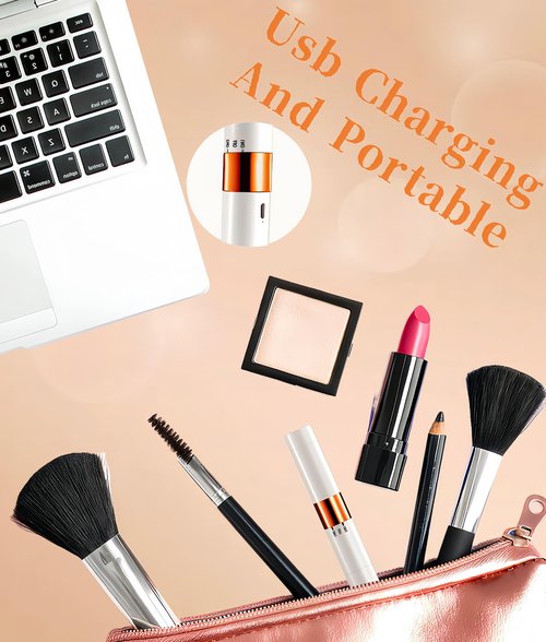 Gadhevia 2-in-1 Painless Eyebrow Trimmer & Flawless Facial Hair Remover for Women - Gentle Dual Head Design for Brows, Lip, Chin, Cheeks - Rechargeable Type-C(White A)