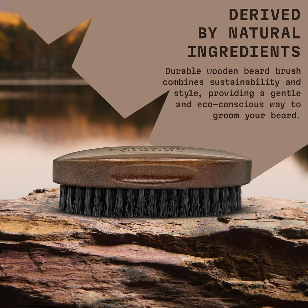 Striking Viking Beard Brush - 4.3-Inch Beech Wood Handle, Brown | Boar Bristle Grooming Tool