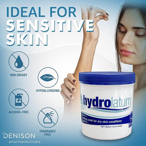 Hydrolatum Moisturizing Cream Tub: Hydrating, Lightweight Non-Greasy Moisturizer for Women & Men, Nourishing Lotion for Sensitive Skin, Face & Body Cream for Soft, Smooth – 12oz