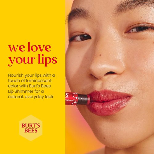 Burt's Bees Lip Shimmer - 100% Natural Moisturizing Cherry Tint | 1 Tube