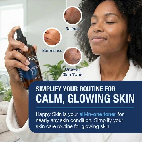 Happy Skin .02% Hypochlorous Acid Spray Toner– Extra Strength, Extra Gentle 100% Natural Toner & Skin Cleanser for Face & Body– Soothe, Hydrate & Repair Dry, Sensitive Skin– pH Balanced, Non-Toxic 8oz