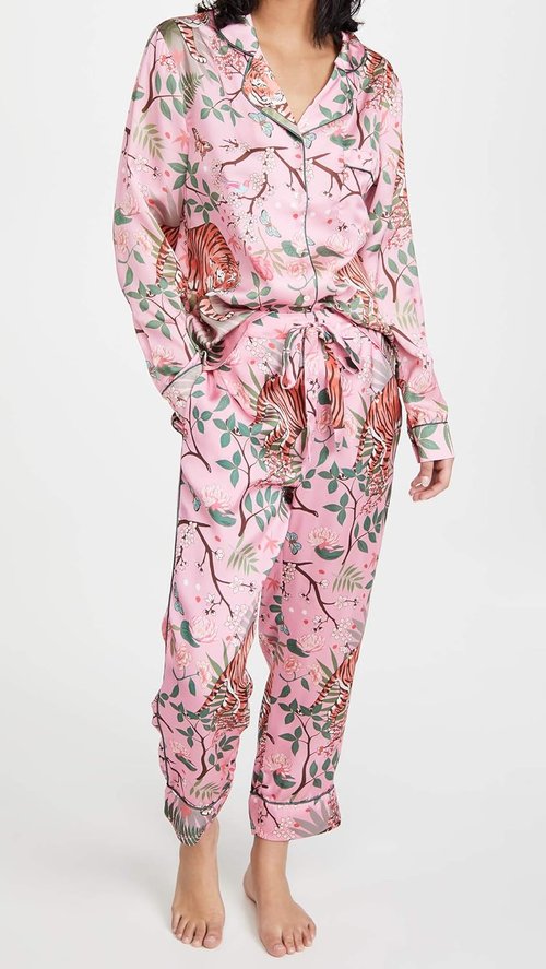 Karen Mabon Women's Pajama Set - Tiger Blossom Design for Ultimate Comfort & Style