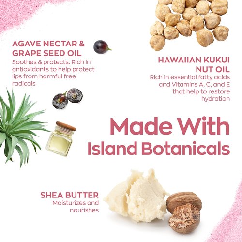 Hanalei Sugar Lip Scrub and Lip Treatment (Mauve Pink Tint) Bundle, Made with Raw Cane Sugar and Real Hawaiian Kukui Nut Oil (Cruelty free, Paraben free)