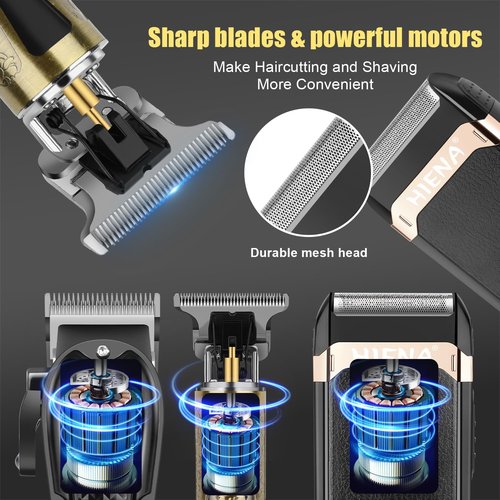 HIENA PRO Professional Hair Clippers - Cordless 3-in-1 Hair Cutting Kit with Foil Shaver | USB-C Rechargeable