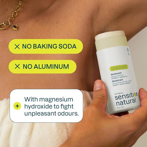 ATTITUDE Baking Soda Free Deodorant - Sensitive Skin Formula with Oatmeal & Argan Oil | 3 Ounces