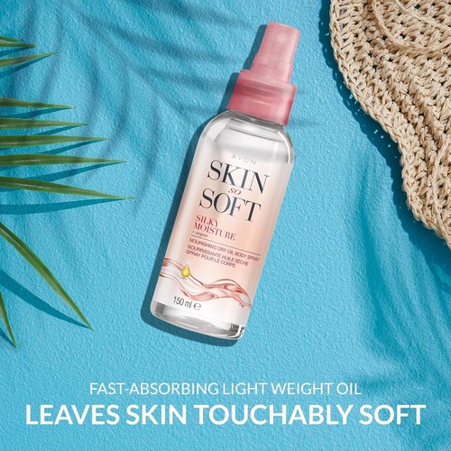 AVON Skin So Soft Argan Body Oil - Hydrating Dry Oil Spray for Glowing Skin, 150ML (2-Pack)