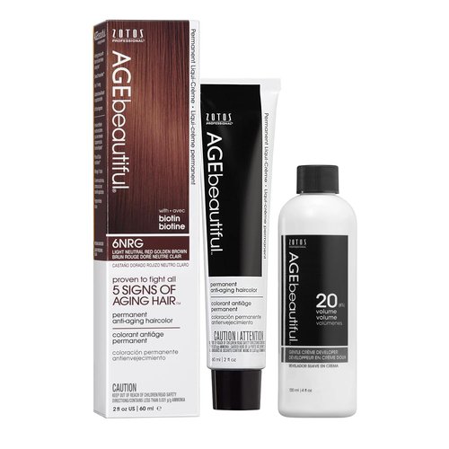 AGE Beautiful Permanent Hair Color Dye - 100% Gray Coverage & Anti-Aging Formula | Biotin Infused for Thicker, Healthier Hair