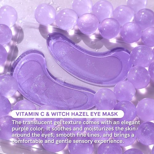 PEAUAMIE Under Eye Patches - Vitamin C & Witch Hazel Eye Mask for Dark Circles | 30 Pairs