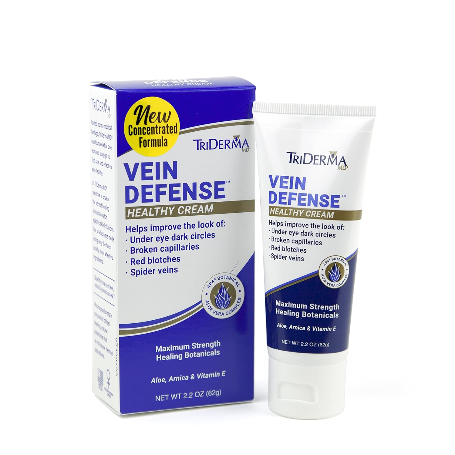 TriDerma Vein Defense Cream - 2.2 Ounces for Healthy Skin, Reduces Spider Veins & Dark Circles